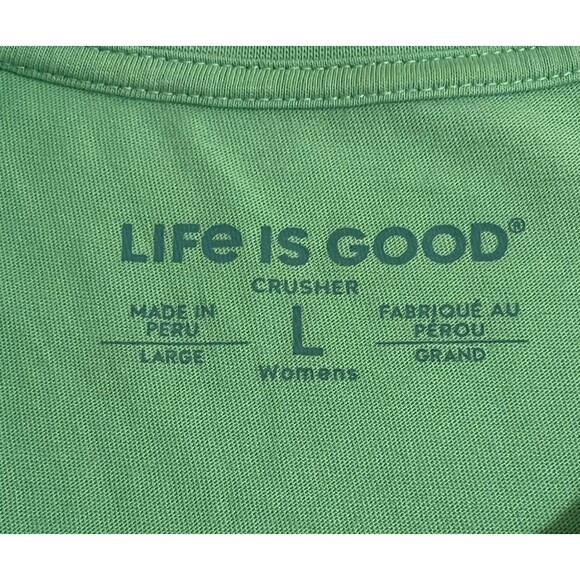 LIFE IS GOOD Green Crusher Tee Graphic Shirt Beach Palm Tropical Women's Size L - Picture 4 of 8